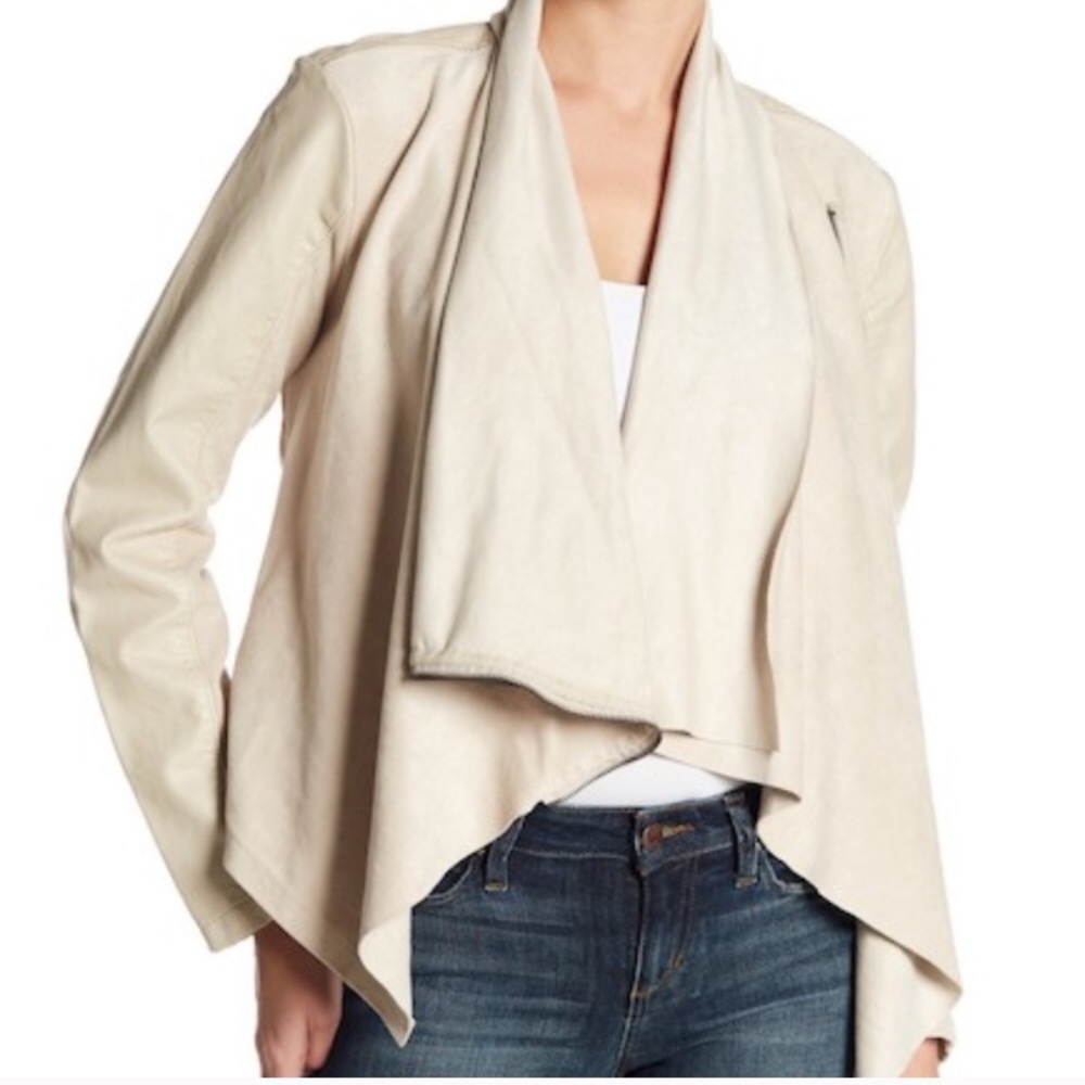 Blank NYC Drape Front Faux Leather Jacket